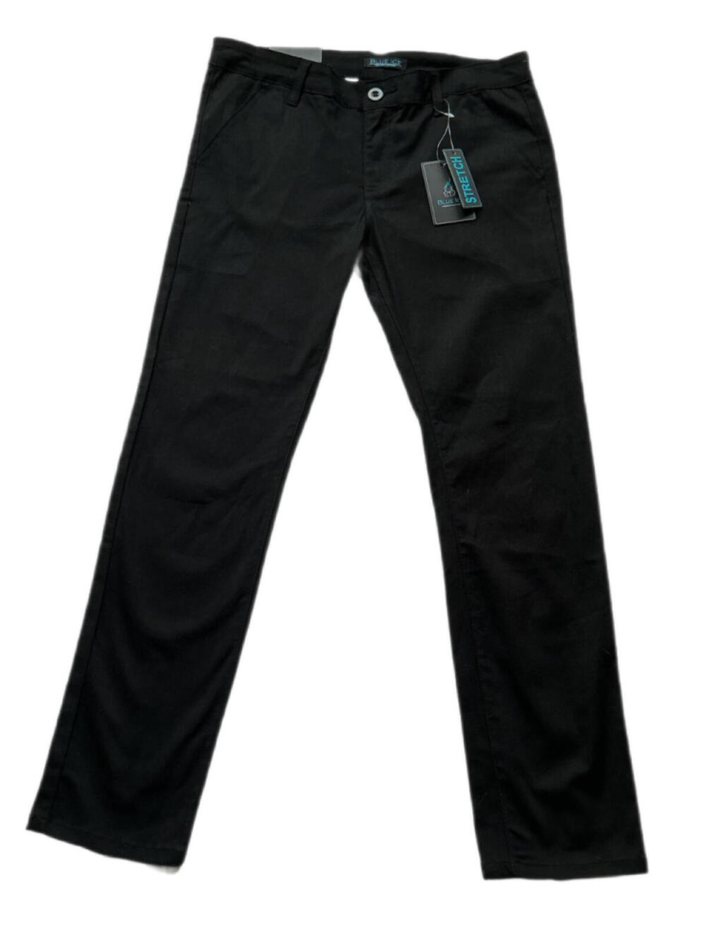 Blue Ice Men's Black Stretch Chino Pants Size 32 NWT Premium Slim Fit Slacks